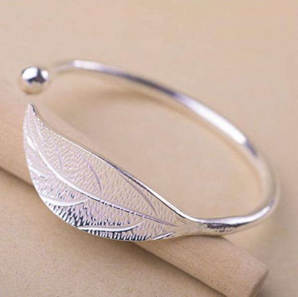 europe opening leaf bangles simple design 925 silver plated cuff bracelet bangle cufflink accessories send women, Black
europe opening leaf bangles simple design 925 silver plated cuff bracelet bangle cufflink accessories send women, Black