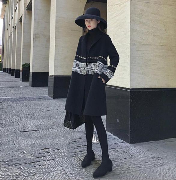 women's wool & blends mid-length woolen coat autumn winter black loose long-sleeved high-quality lapel stitching plaid s-xxl
women's wool & blends mid-length woolen coat autumn winter black loose long-sleeved high-quality lapel stitching plaid s-xxl
