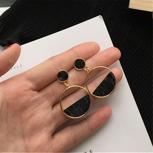 new simple earrings all-match imitation marble geometric ear stud ear stud black turquoise circle ear stud, Golden
new simple earrings all-match imitation marble geometric ear stud ear stud black turquoise circle ear stud, Golden