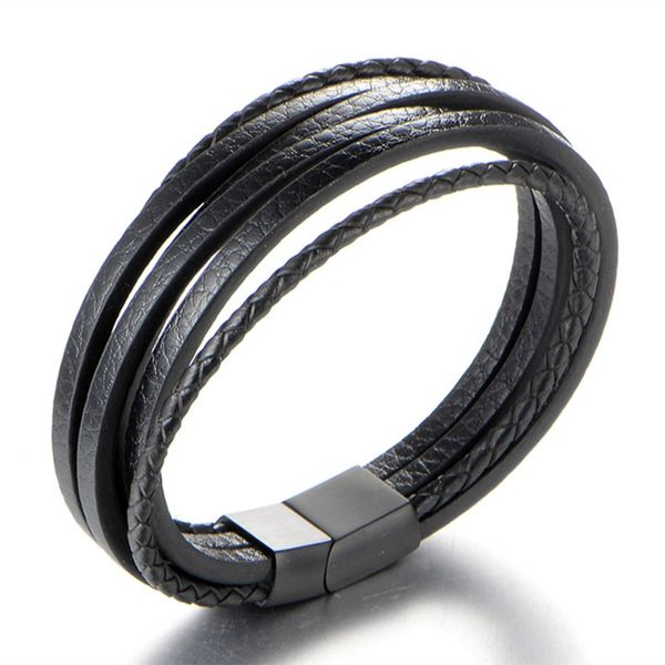 tennis men black genuine leather bracelet stainless steel buckle multilayer wristband jewelry gift b564, Golden;silver
tennis men black genuine leather bracelet stainless steel buckle multilayer wristband jewelry gift b564, Golden;silver