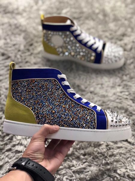 luxurious brand high pik pik spikes sneakers red bottom shoes with rivets mix strass casual walking wedding party dress designer casual, Black
luxurious brand high pik pik spikes sneakers red bottom shoes with rivets mix strass casual walking wedding party dress designer casual, Black