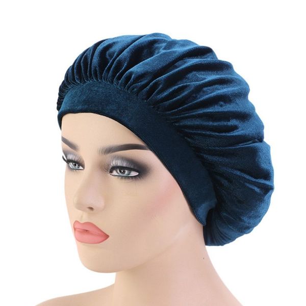 womens wide elastic band night sleep cap velvet solid color bonnet turban hat, Blue;gray
womens wide elastic band night sleep cap velvet solid color bonnet turban hat, Blue;gray