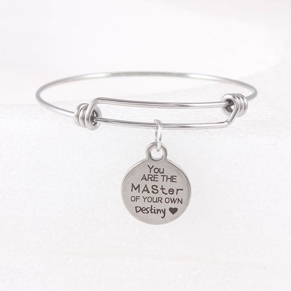 you are the master of your own stainless steel adjustable wire expandable bangle charm bracelets gifts for women jewelry, Black
you are the master of your own stainless steel adjustable wire expandable bangle charm bracelets gifts for women jewelry, Black