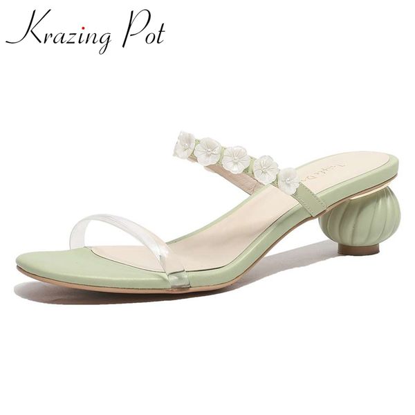 krazing pot new peep toe strange med heel special design flower decorations korean street pretty girls slip on sandals women l55, Black
krazing pot new peep toe strange med heel special design flower decorations korean street pretty girls slip on sandals women l55, Black