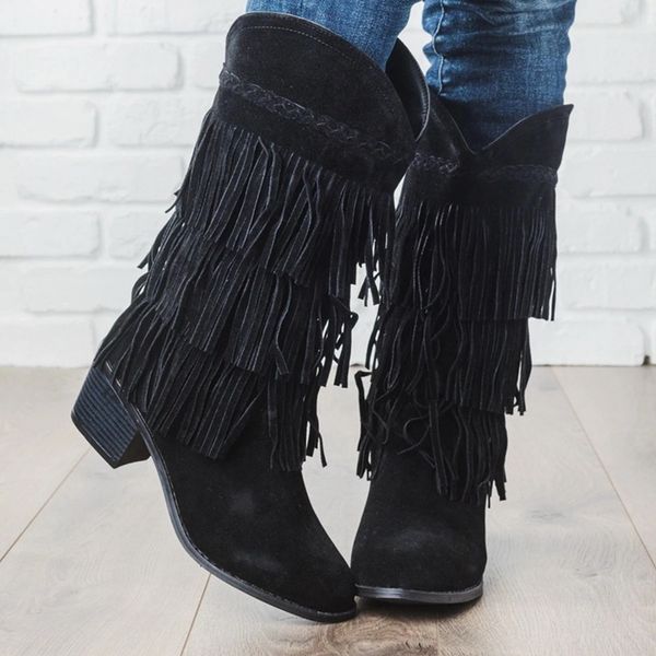 dihope women long boots tassel boots faux suede zippers shoes zapatos de mujer female casual mid-calf shoes lady slip-on fringe, Black
dihope women long boots tassel boots faux suede zippers shoes zapatos de mujer female casual mid-calf shoes lady slip-on fringe, Black