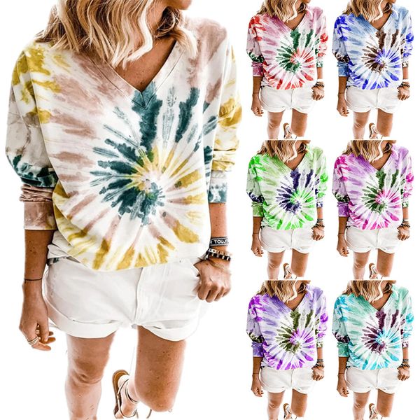 plus size s-5xl 2020 autumn and winter new women's v-neck tie-dye printing long-sleeved loose t-shirt, White
plus size s-5xl 2020 autumn and winter new women's v-neck tie-dye printing long-sleeved loose t-shirt, White