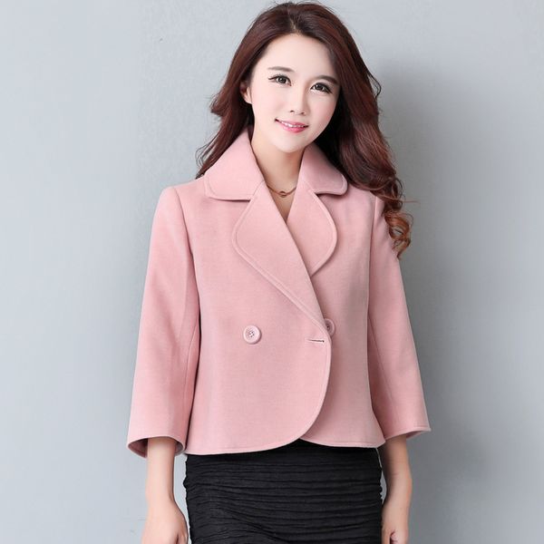 women's wool & blends double breasted women coat elegant winter jacket short cashmere nice, Black
women's wool & blends double breasted women coat elegant winter jacket short cashmere nice, Black