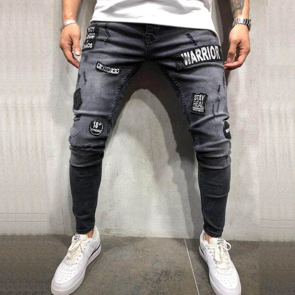 men's jeans black skinny men fashion knee hole embroidery distressed hombre casual slim fit appliques stretch denim pencil pants, Blue
men's jeans black skinny men fashion knee hole embroidery distressed hombre casual slim fit appliques stretch denim pencil pants, Blue