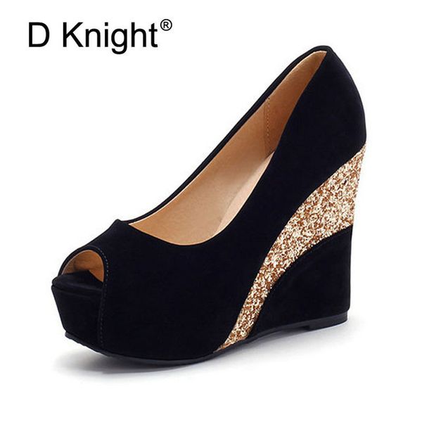 dress shoes peep-toe wedges heel sandals flock leather woman glitter platform high pumps 2021 summer slip on ladies casual, Black
dress shoes peep-toe wedges heel sandals flock leather woman glitter platform high pumps 2021 summer slip on ladies casual, Black