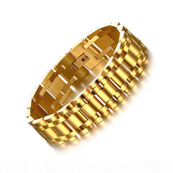 luxury mens 15mm 17cm watch band bracelet gold silver plated stainless steel strap solid linkks cuff bangles fashion jewelry gifts, Black
luxury mens 15mm 17cm watch band bracelet gold silver plated stainless steel strap solid linkks cuff bangles fashion jewelry gifts, Black