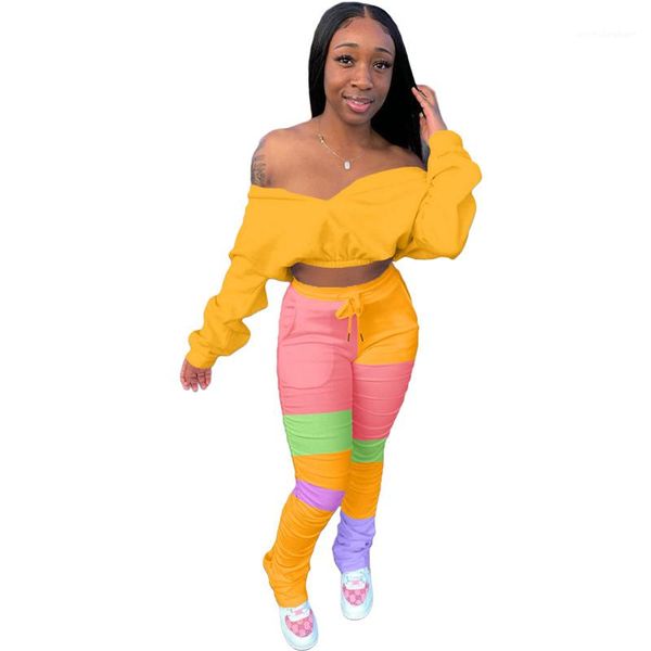two piece pants stacked fashion batwing sleeve 2pcs set for womens casual sports strapless panelled contrast designer, White
two piece pants stacked fashion batwing sleeve 2pcs set for womens casual sports strapless panelled contrast designer, White