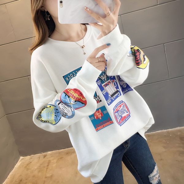 2020 early autumn new women's loose korean style large size ins trendy all-match long sleeve bf lazy style fat mm sweater sweater s, Black
2020 early autumn new women's loose korean style large size ins trendy all-match long sleeve bf lazy style fat mm sweater sweater s, Black