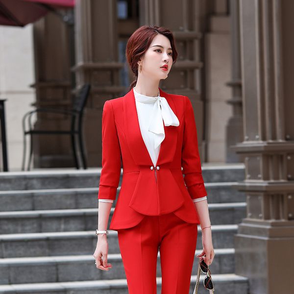 women's two piece pants occupation office lady wear women elegant pan suits formal el reception pant woman beauty salon work, White
women's two piece pants occupation office lady wear women elegant pan suits formal el reception pant woman beauty salon work, White