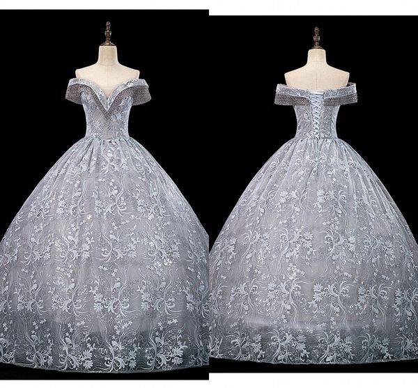 expensive grey lace prom vestidos de quinceanera 2021 off the shoulder beading pearls lace-up sweet 16 dresses formal evening gowns long, Blue;red
expensive grey lace prom vestidos de quinceanera 2021 off the shoulder beading pearls lace-up sweet 16 dresses formal evening gowns long, Blue;red