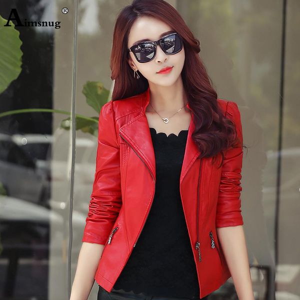 aimsnug faux pu leather jacket women red black 2019 autumn outerwear pockets zipper office lady coat slim ladies biker jackets
aimsnug faux pu leather jacket women red black 2019 autumn outerwear pockets zipper office lady coat slim ladies biker jackets