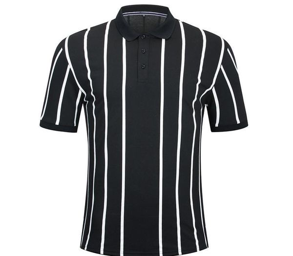 casual mens summer polo fashion striped short sleeve loose polo shirts buttom lapel neck mens, White;black 
casual mens summer polo fashion striped short sleeve loose polo shirts buttom lapel neck mens, White;black