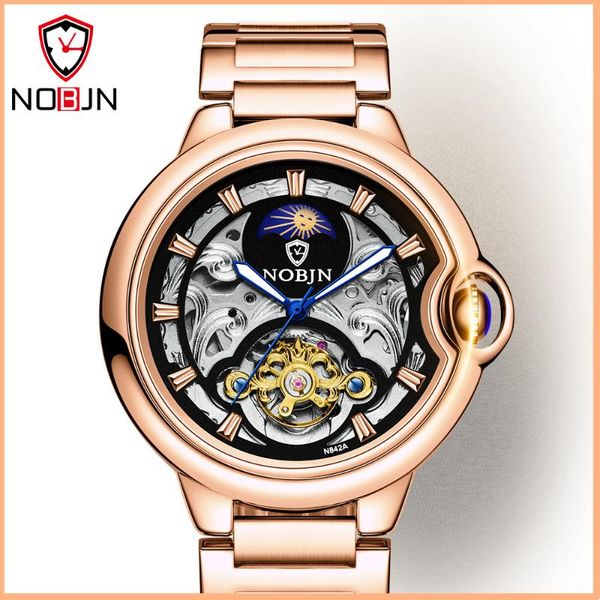 nobjn 2020 skeleton automatic mechanical watch stainless steel waterproof tourbillon male wristwatch relogio masculino for man, Slivery;brown
nobjn 2020 skeleton automatic mechanical watch stainless steel waterproof tourbillon male wristwatch relogio masculino for man, Slivery;brown