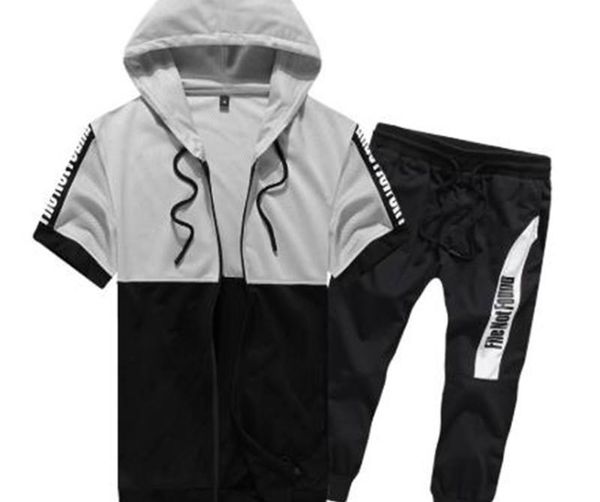 short sleeve zipper ankle length pants mens summer suits mens deisgner tracksuits mens cardigan hooded, Gray
short sleeve zipper ankle length pants mens summer suits mens deisgner tracksuits mens cardigan hooded, Gray