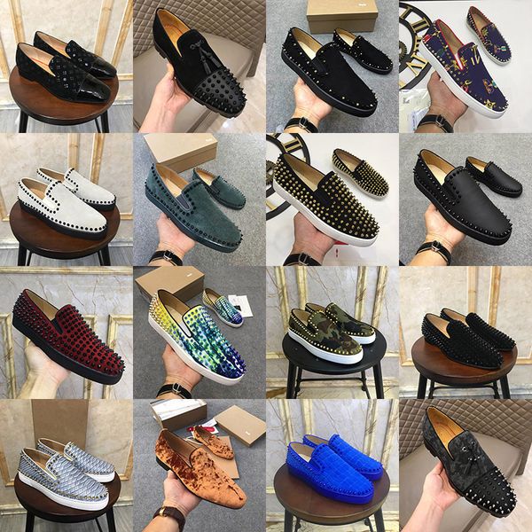 designer red bottoms men's womens genuine leather suede spikes loafers dress shoes luxury gold rivets slippers flats wedding shoes 34-4, Black
designer red bottoms men's womens genuine leather suede spikes loafers dress shoes luxury gold rivets slippers flats wedding shoes 34-4, Black