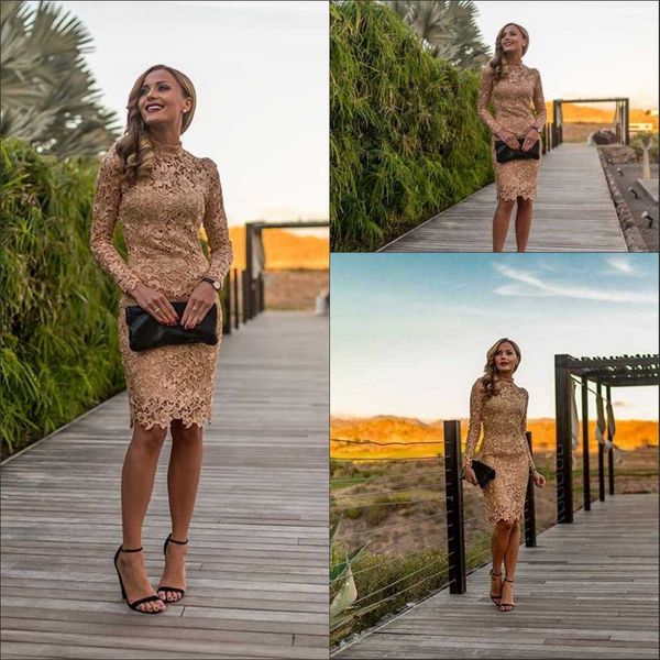 Long Sleeve Lace Gowns Short Evening Dresses Cocktail Dress Homecoming Dresses High Neck Elegant Mini Lace Party Gowns Customize Hot Sale
Long Sleeve Lace Gowns Short Evening Dresses Cocktail Dress Homecoming Dresses High Neck Elegant Mini Lace Party Gowns Customize Hot Sale