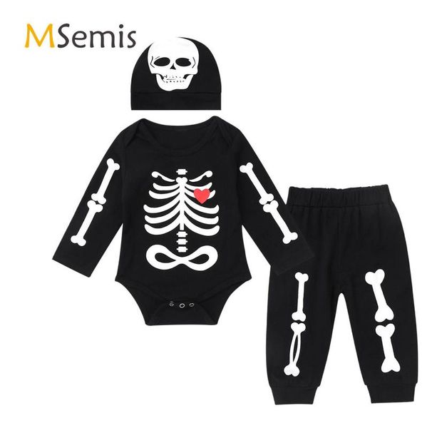 3pcs infant baby boys girls halloween outfit long sleeves skull skeleton printed romper with pants hat set for childrens, Black;blue
3pcs infant baby boys girls halloween outfit long sleeves skull skeleton printed romper with pants hat set for childrens, Black;blue