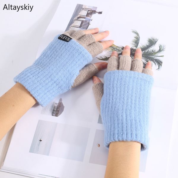 gloves women solid patchwork winter warm harf-finger knitting double-layer thicker womens glove all-match simple trendy soft new, Blue;gray
gloves women solid patchwork winter warm harf-finger knitting double-layer thicker womens glove all-match simple trendy soft new, Blue;gray