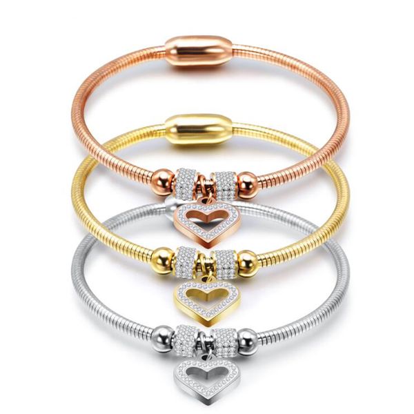 fashion stainless steel snake chain designer magnetic bangle for women luxury cz crystal couples heart charms bracelets 3 colors, Black
fashion stainless steel snake chain designer magnetic bangle for women luxury cz crystal couples heart charms bracelets 3 colors, Black