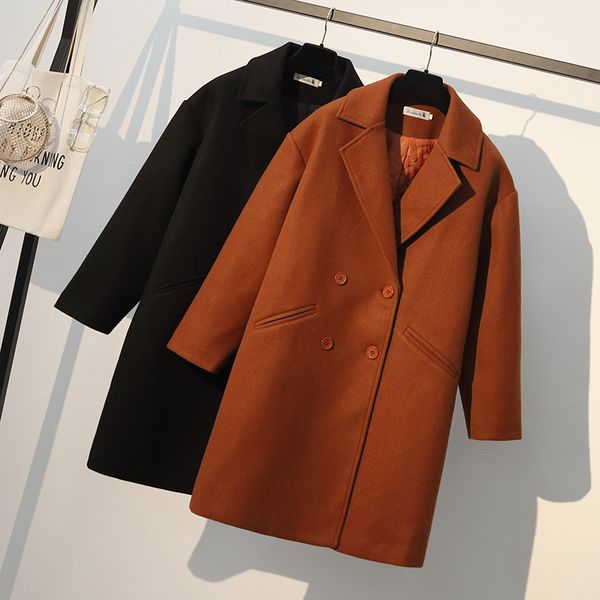 lucyever plus size women winter wool long coat thick loose blend jacket casual turn down collar double breasted warm clothes, Black
lucyever plus size women winter wool long coat thick loose blend jacket casual turn down collar double breasted warm clothes, Black