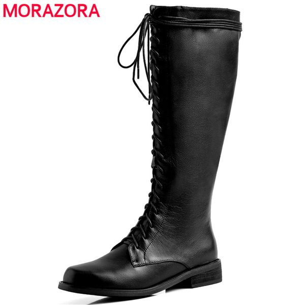 morazora 2020 genuine leather women boots low heel round toe fashion lace up knee high boots black white wine
morazora 2020 genuine leather women boots low heel round toe fashion lace up knee high boots black white wine