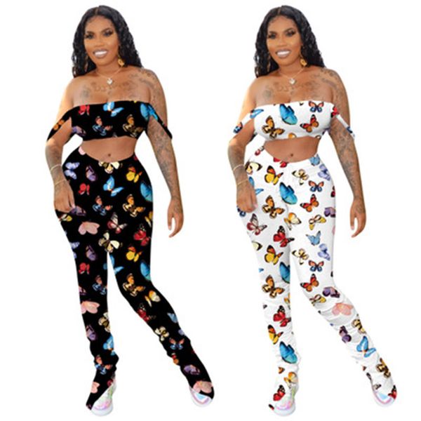 ldies flare sets fashion trend butterfly pattern stacked pants breast wrap sets designer female off shoulder split two piece pants, White
ldies flare sets fashion trend butterfly pattern stacked pants breast wrap sets designer female off shoulder split two piece pants, White