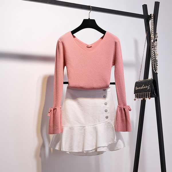 women's tracksuits korean style women 2 piece set flare sleeve winter knitted and a-line skirt elegant girl two outfits, Gray
women's tracksuits korean style women 2 piece set flare sleeve winter knitted and a-line skirt elegant girl two outfits, Gray