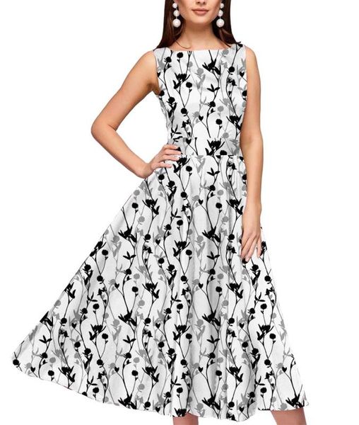 s.flavor vintage a line midi dress 2020 summer floral print sleeveless party dresses no belt elegant o neck casual dress, Black;gray
s.flavor vintage a line midi dress 2020 summer floral print sleeveless party dresses no belt elegant o neck casual dress, Black;gray