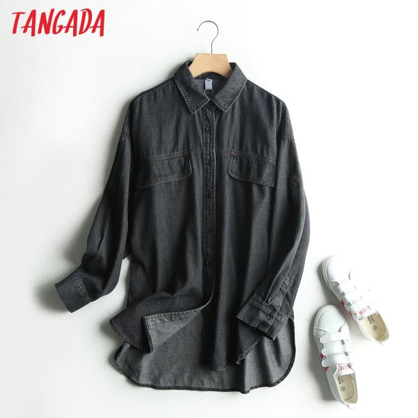 tangada women retro oversized black denim blouse long sleeve chic female casual loose shirt blusas femininas 3s12, White
tangada women retro oversized black denim blouse long sleeve chic female casual loose shirt blusas femininas 3s12, White
