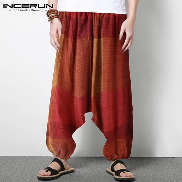 men's pants men harem plaid cotton elastic waist 2021 streetwear drop crotch trousers joggers baggy casual pantalones hombre incerun, Black
men's pants men harem plaid cotton elastic waist 2021 streetwear drop crotch trousers joggers baggy casual pantalones hombre incerun, Black