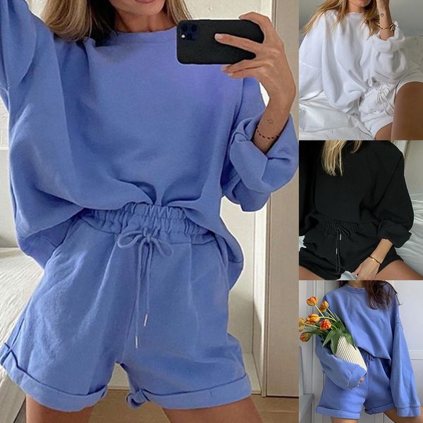 two piece women tracksuits casual suits oversize streetwear 2020 fashion autumn winter suits sweatshirt + sporting shorts sets, White;black
two piece women tracksuits casual suits oversize streetwear 2020 fashion autumn winter suits sweatshirt + sporting shorts sets, White;black