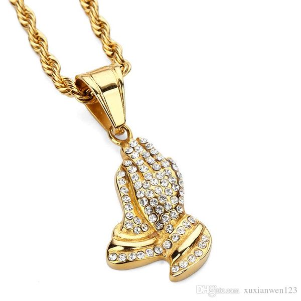 2017 stainless steel praying hands pendant necklace hip hop iced out cz stone rhinestone men women fashion prayer jesus chains, Silver
2017 stainless steel praying hands pendant necklace hip hop iced out cz stone rhinestone men women fashion prayer jesus chains, Silver