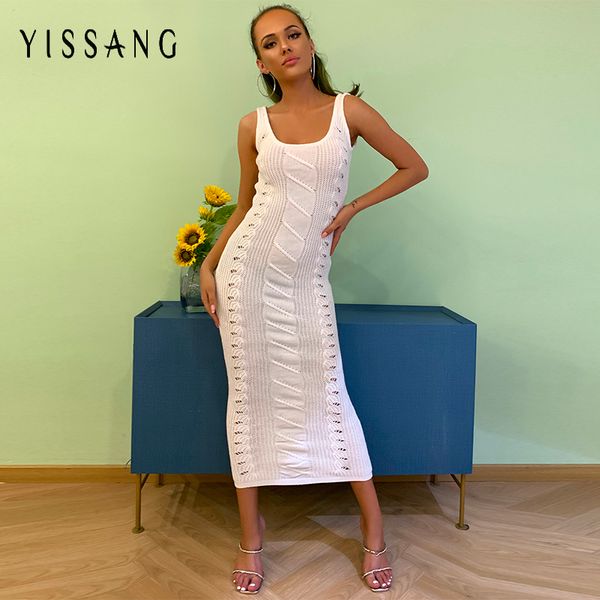 yissang hollow out white pattern knitted sweater dress women srtrap sleeveless elegant bodycon dresses female summer midi dress, Black;gray
yissang hollow out white pattern knitted sweater dress women srtrap sleeveless elegant bodycon dresses female summer midi dress, Black;gray