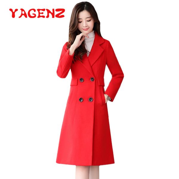 women's wool & blends yagenz winter coat women elegant long korean double breasted outerwear fashion camel woolen manteau femme 606, Black
women's wool & blends yagenz winter coat women elegant long korean double breasted outerwear fashion camel woolen manteau femme 606, Black