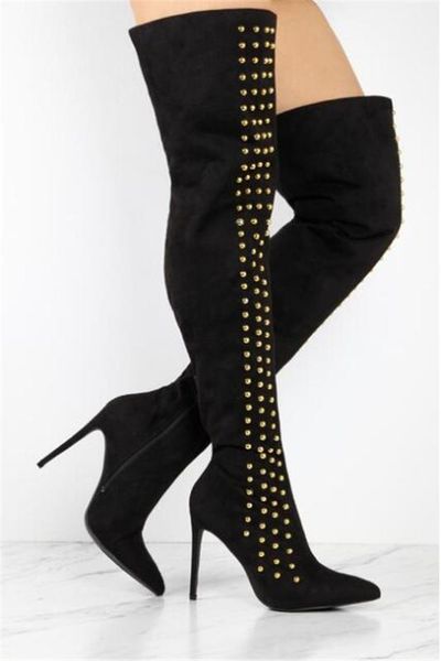 sestito 2020 woman rivets embellished stiletto high heels over-the-knee boots girls pointed toe side zipper shoes for ladies, Black
sestito 2020 woman rivets embellished stiletto high heels over-the-knee boots girls pointed toe side zipper shoes for ladies, Black