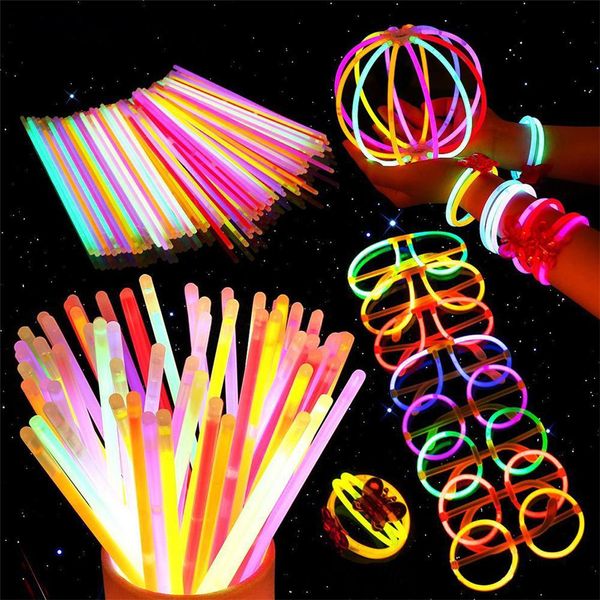 Color Fluorescence Light Glow In The Dark Stick Party Supples Glow Sticks Bracelets Kids Light Up Toys Wedding Decor Glow In The Dark