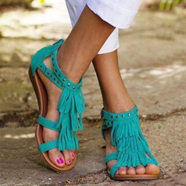 summer wedges women sandals open toe low heels gladiator ladies shoes rivet fringe roman beach sandals chaussure femme, Black
summer wedges women sandals open toe low heels gladiator ladies shoes rivet fringe roman beach sandals chaussure femme, Black