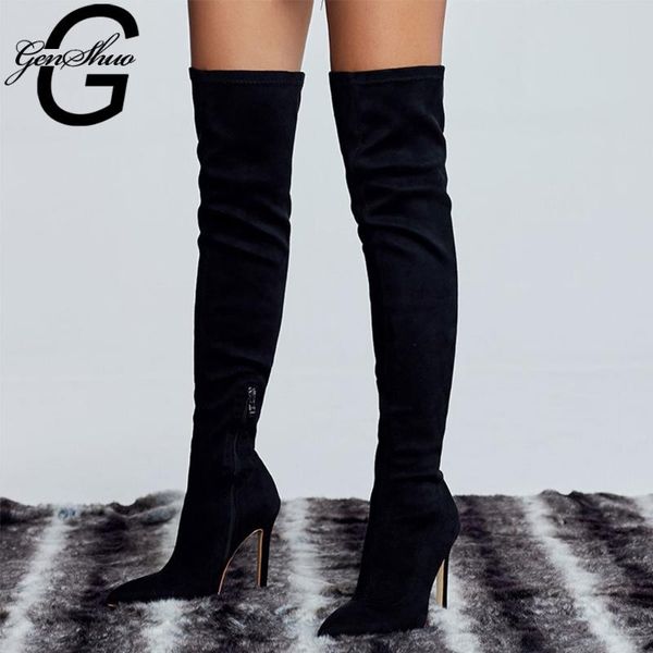 genshuo faux suede slim over-the-knee boots winter women boots thigh high female pointed high heel plus size 42, Black
genshuo faux suede slim over-the-knee boots winter women boots thigh high female pointed high heel plus size 42, Black