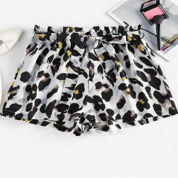 women sweet high waist shorts elastic waist casual leisure leopard print wide leg pants, White;black
women sweet high waist shorts elastic waist casual leisure leopard print wide leg pants, White;black