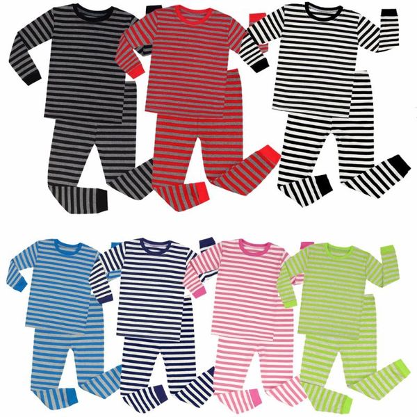 1cm Widths Long Sleeve Cotton Boys Striped Pajamas Children Pyjamas For 1-8 Years Pijamas Kids Pijamas Infantil Baby Nightwear