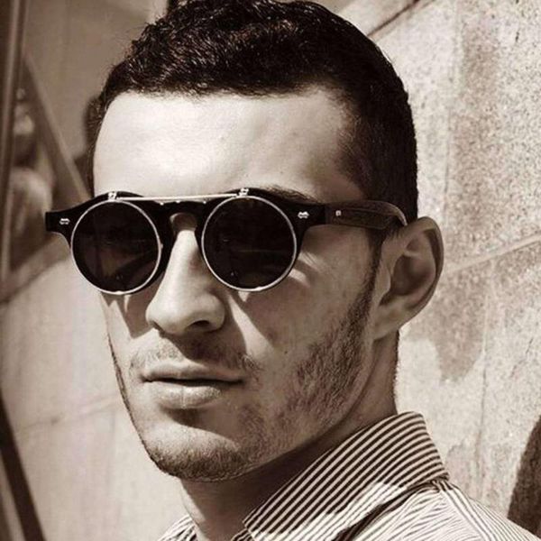 new personalized sunglasses european and american trend punk flip men's sunglasses fashion round men and women uv400, White;black
new personalized sunglasses european and american trend punk flip men's sunglasses fashion round men and women uv400, White;black