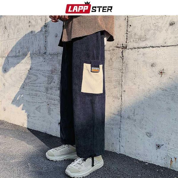 

LAPPSTER Men Corduroy Harajuku Joggers Pants 2020 Man Hip Hop Patchwork Sweatpants Casual Black Track Pants Fashion Trousers