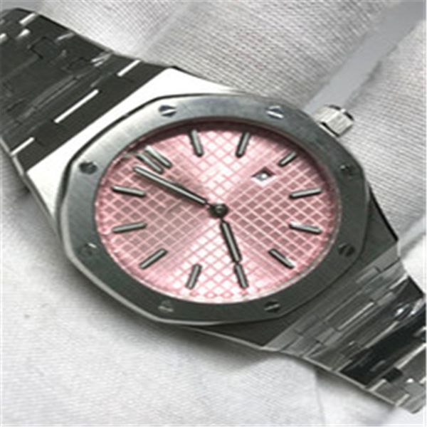 Pink dial Womens watch high quality 33mm size royal oak quartz silver stainless steel bracelet Folding buckle sapphire glass
Pink dial Womens watch high quality 33mm size royal oak quartz silver stainless steel bracelet Folding buckle sapphire glass