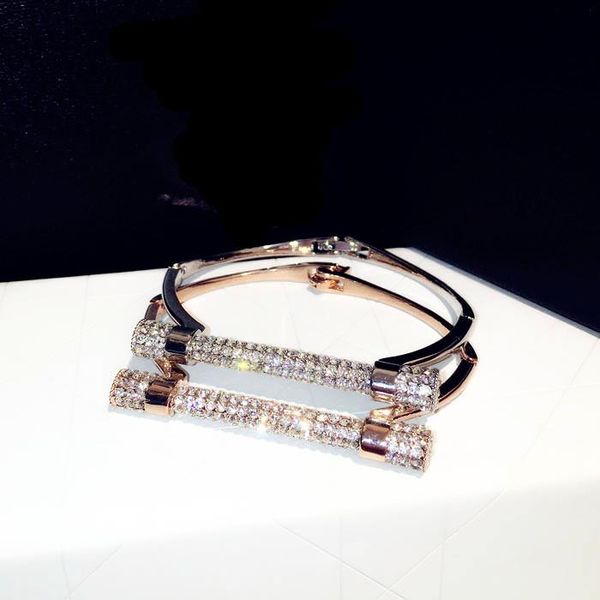 european simple and full diamond-studded bracelet silver rose gold color bracelet, Black
european simple and full diamond-studded bracelet silver rose gold color bracelet, Black