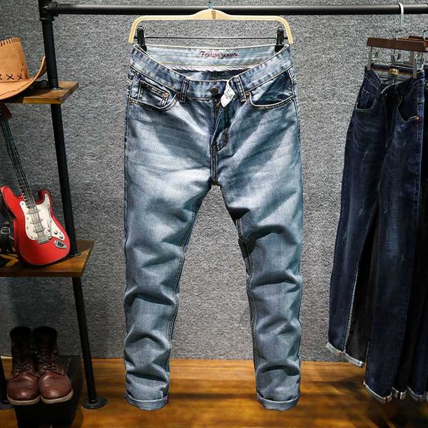 men jeans pants light blue vintage stretch slim nostalgia motorcycle full length trouser summer white denim fashion 28-38 #86
men jeans pants light blue vintage stretch slim nostalgia motorcycle full length trouser summer white denim fashion 28-38 #86