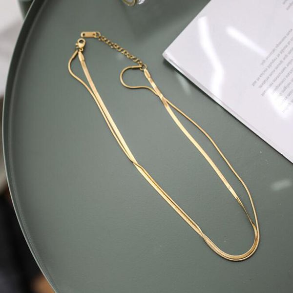 chokers double layer gold blade chain choker necklace women flat snake gift female clavicle, Golden;silver
chokers double layer gold blade chain choker necklace women flat snake gift female clavicle, Golden;silver